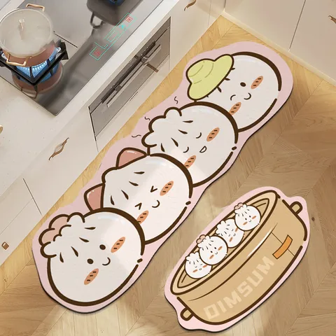 Cartoon Saugfähige PVC Leder Küchenmatte Rutschfest Ölbeständig Wasserdicht Bodenmatte Für Zuhause Esszimmer Küche Dekoration