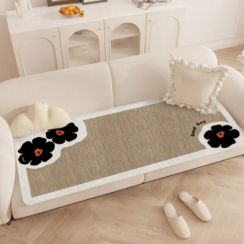 Creamy Style Dornier Sofa Cushion Anti-Slip Silicone Bottom Floral Wave Edge Furniture Protector Four Seasons Home Decor