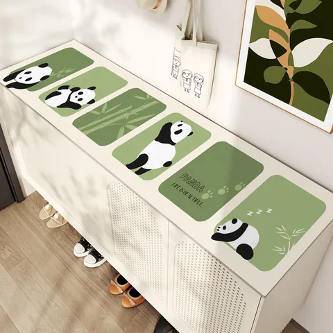 Tappetino per Armadietto in Pelle PVC Impermeabile Stile Crema Cartone Animato Tovaglia per Credenza Porta TV Protezione Scrivania