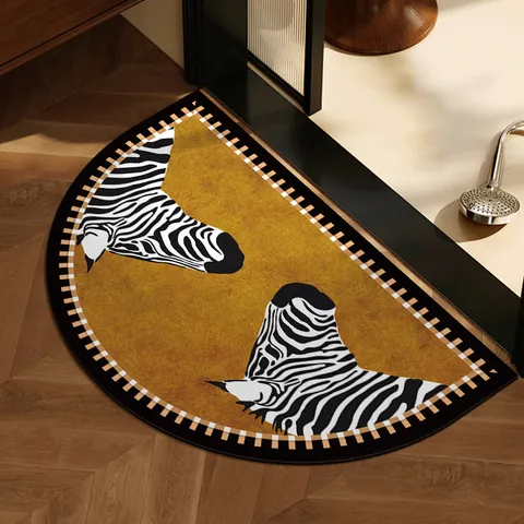 Tappetino da Bagno Assorbente Mid-century Modern Retro Floreale Antiscivolo in PVC Zerbino a Scacchiera Decorazione Casa