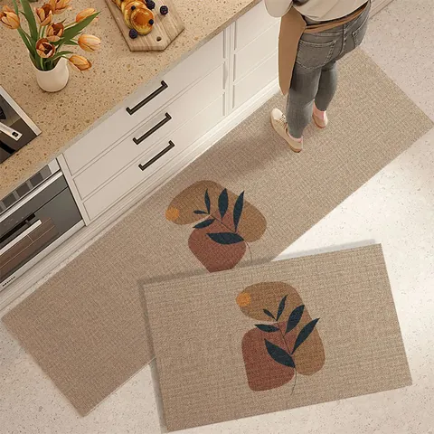 Modern Morandi Absorbent Kitchen Mat PVC Diatom Mud Anti-Slip Oil-Proof Washable Floor Mat For Kitchen Bathroom Bathroom Mat