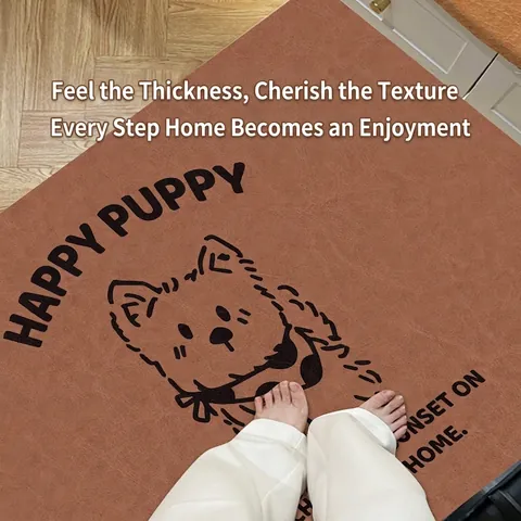 American Vintage PVC Leather Entrance Mat Waterproof Non-slip Washable Dirt-resistant Welcome Door Mat For Home Kitchen