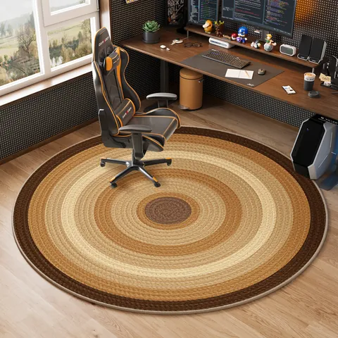 Round Non-Slip Gaming Chair Mat for Floor Protection Belgian Velvet Carpet for Study Home Office Computer Chair Rug