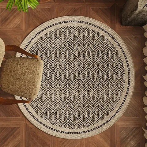 Modern Minimalist Round Area Rug Polyester Printed Rug With Anti-Slip TPR Bottom For Living Room Bedroom Cloakroom Decor