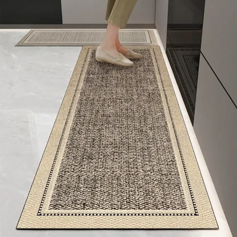Alfombrilla de Cocina Moderna Antideslizante Terciopelo Belga Alfombra Absorbente Resistente a Manchas Alfombra Larga Hogar