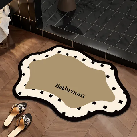 Irregular Cream Style Bathroom Mat Non Slip Absorbent Quick Dry Floor Carpet For Toilet Bathroom Natural Rubber Mat