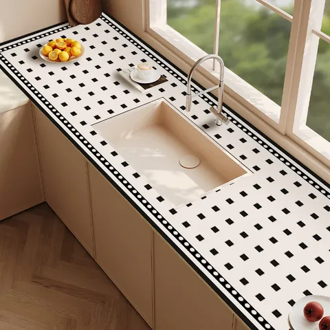 Kitchen Countertop Absorbent Leather Mat Non-Slip Sink Protector Pad Vintage Floral Printed Drainage Mat For Table Decor