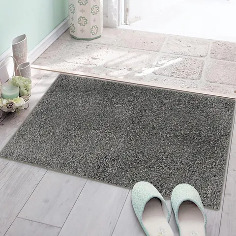 Tapete de Terciopelo Espesado de Pelo Largo Absorbente Antideslizante Alfombra de Puerta de Baño Moderno Minimalista Unicolor