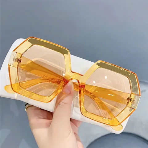 Oversized Polygonal Sunglasses Retro Irregular Hexagon Frame Eyewear Gradient Lens UV400 Protection Fashion Streetwear For Women Men
