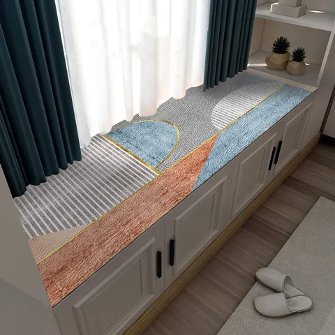 Tappetino per Bovindo in Farina Fossile Moderno Minimalista Motivo Geometrico Astratto Antiscivolo Ammortizzante Cuscinetto per Davanzale Balcone Lavabile