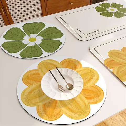 American Vintage Floral PVC Placemat Dining Table Waterproof Oilproof Heat Resistant Floral Pattern Table Decor Placemat