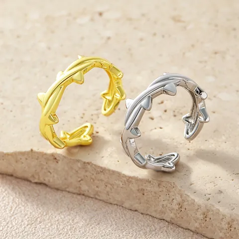 Personality Thorn Branch Open Adjustable Ring Electroplated Copper Metal Ring For Men Women Gothic Punk Jewelry Accessories