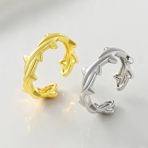 Personality Thorn Branch Open Adjustable Ring Electroplated Copper Metal Ring For Men Women Gothic Punk Jewelry Accessories