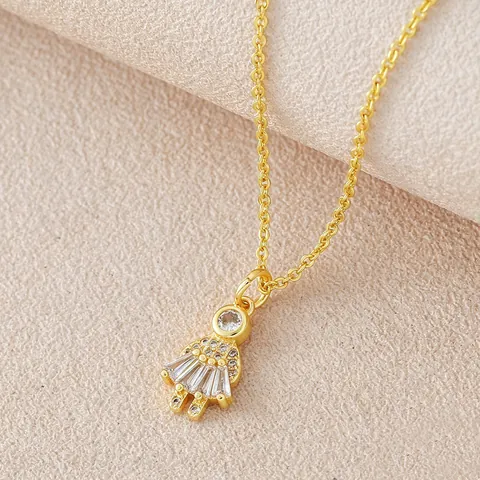 Copper Gold Plated Cute Little Girl Pendant Necklace Zirconia Inlaid Fashion Jewelry For Women Everyday Wear Party Gift