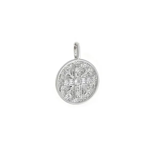 Copper Gold Plated Religious Portrait Zirconia Coin Pendant Only For DIY Jewelry Making St Christopher Virgin Mary Relief Pendant