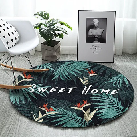 Nordic Round Area Rug Polyester Non-Slip Floor Mat For Bedroom Living Room Modern Geometric Marble Pattern Home Decor Office Chair Mat