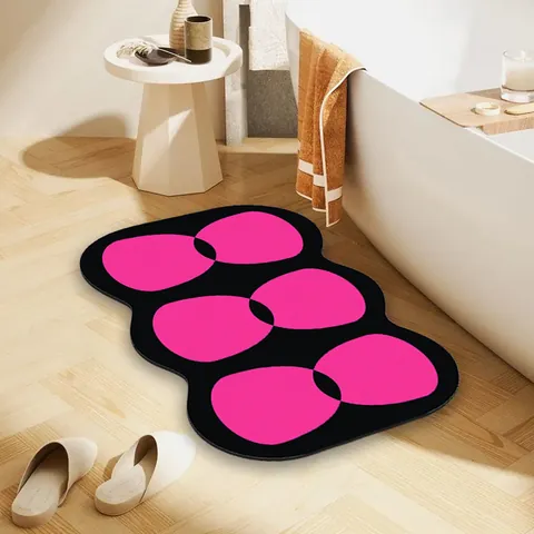 Alfombrilla de Piso de PVC Moderna Absorbente Secado Rápido Antideslizante para Baño Corazón Geométrico Decoración Hogar