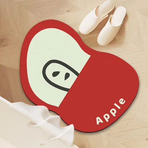 Cartoon Fruit Shaped Diatom Mud Bath Mat Absorbent Non-Slip Natural Rubber Floor Mat For Bathroom Kitchen Entryway Decor