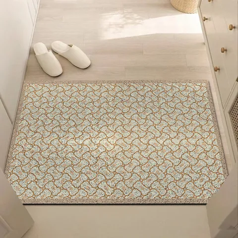 Non-slip PVC Silk Coil Entrance Mat For Home Doorway Geometric Pattern Cuttable Indoor Outdoor Dirt Trapper Hallway Floor Mat