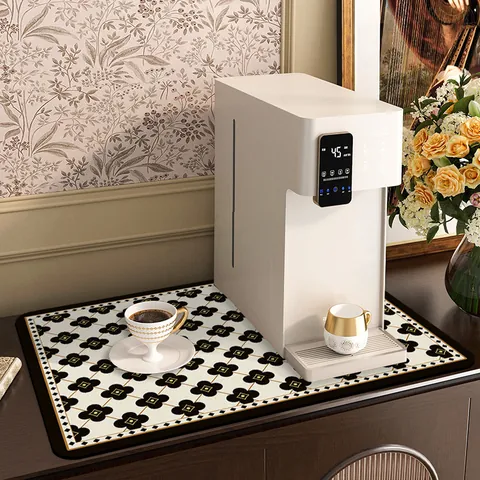 Absorbent PVC Kitchen Draining Mat Anti-slip Quick-dry Printed Geometric Pattern Coffee Machine Place Mat For Home Decor