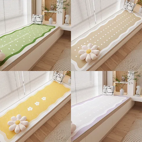 Modern Crème Stijl Polyester Vensterbank Mat Antislip Bedrukt Schulprand Vensterbankkussen Voor Slaapkamer Balkon Huis Decor