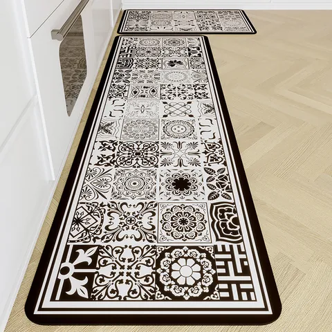 Tappetino da Cucina in Fango di Diatomee Antiscivolo Super Assorbente Resistente all'Olio Base in Gomma Naturale Motivo Geometrico