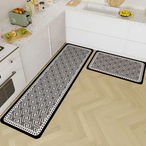 Tappetino da Cucina in Fango di Diatomee Antiscivolo Super Assorbente Resistente all'Olio Base in Gomma Naturale Motivo Geometrico