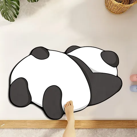 Cartoon Panda Beer Badkamer Vloermat Diatomeeënaarde Waterabsorberend Antislip Tapijt Voor Toilet Ingang Woondecoratie Zachte Deurmat
