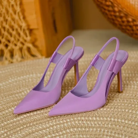 Women Elegant Satin Pointed Toe Slingback High Heel Pumps Stiletto Microfiber Office Wedding Party Dress Shoes