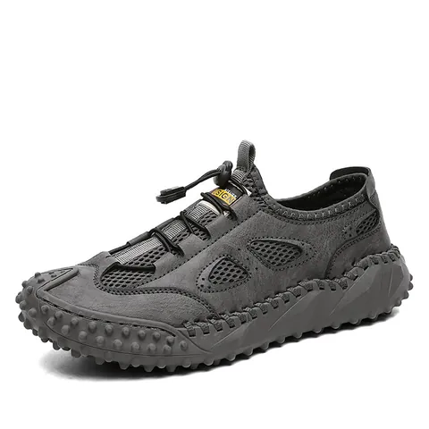 Men's Outdoor Mesh Sneakers Breathable Hiking Shoes Anti-Slip Low Top Casual Sport Shoes For Summer Walking Jogging Off-Road