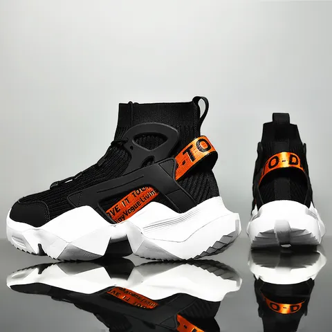 Zapatos de Baloncesto de Caña Alta para Hombre Zapatillas de Deporte de Calcetín de Punto Transpirables Antideslizantes Amortiguadoras de Suela Gruesa Dad Shoes Deporte Correr Casual Streetwear
