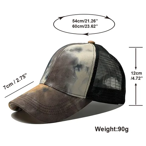 Gorra de Béisbol para Mujer Camuflaje Tie-Dye Bordado Malla Trucker Transpirable Visera Solar Deporte Casual Aire Libre