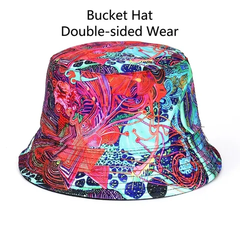 Women Reversible Bucket Hat St. Patrick's Day Shamrock Gnome Print Sun Protection Cotton Polyester Outdoor Festive Hat
