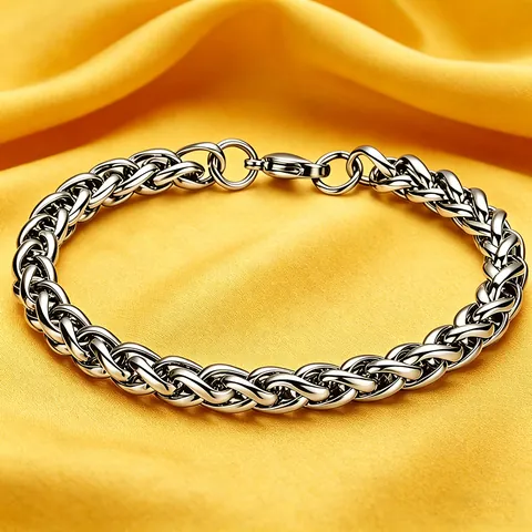 Unisex Stainless Steel Wheat Chain Necklace Fashion Dragon Bone Link Bracelet Korean Style Silver Painted Jewelry For Men Women