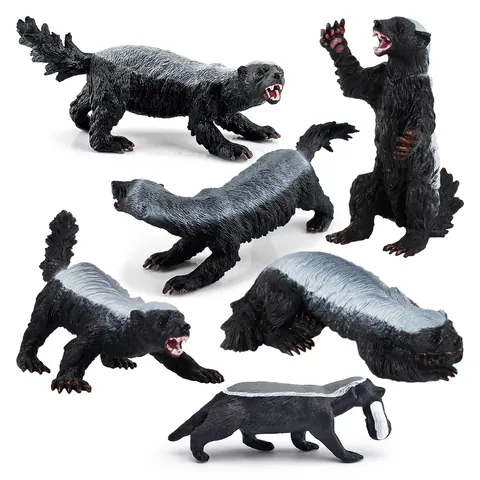 Realistic Wildlife Honey Badger Simulation Animal Model PVC Static Figurine Toy For Kids Educational Cognition Home Office Decor Gift