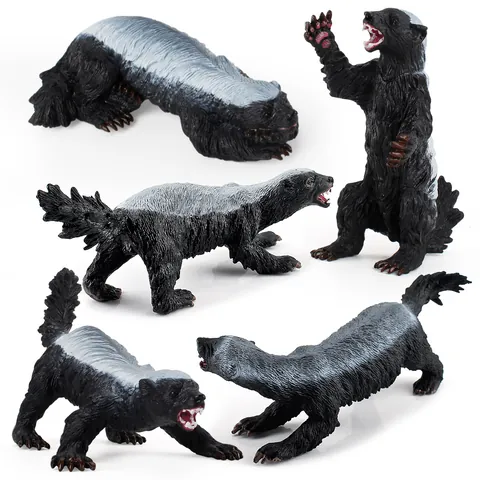 Realistic Wildlife Honey Badger Simulation Animal Model PVC Static Figurine Toy For Kids Educational Cognition Home Office Decor Gift
