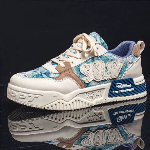 Herren Mode Leinwand Patchwork Skate-Schuhe Plateau Trendy Lässig Walking Sneakers Für Männer Koreanischen Stil Low Top Schuhe