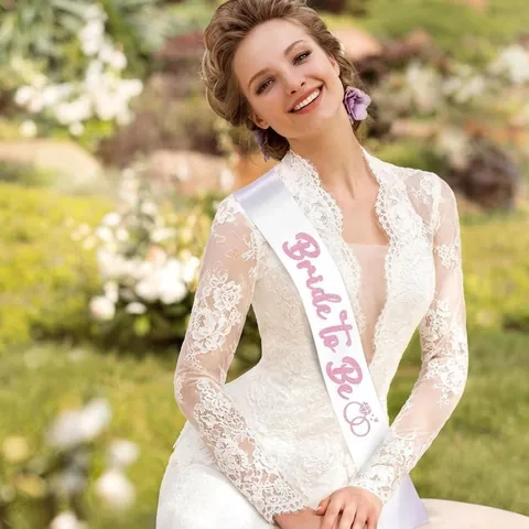 White Satin Bride To Be Sash With Pink Glitter Lettering For Bachelorette Party Wedding Bridal Shower Party Decoration