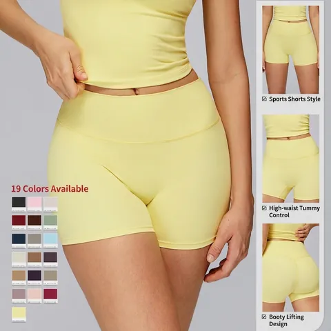 Women High Waisted Scrunch Yoga Shorts Tummy Control Brushed Fitness Athletic Gym Running Biker Shorts Sports Workout Shorts