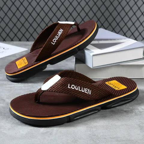 Men's Flip-flops Summer Thick Sole Anti-slip Sandals Beach Casual Shoes Cotton Fabric Woven Straps Comfortable Outdoor Wear