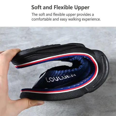Men's Flip-flops Summer Thick Sole Anti-slip Sandals Beach Casual Shoes Cotton Fabric Woven Straps Comfortable Outdoor Wear