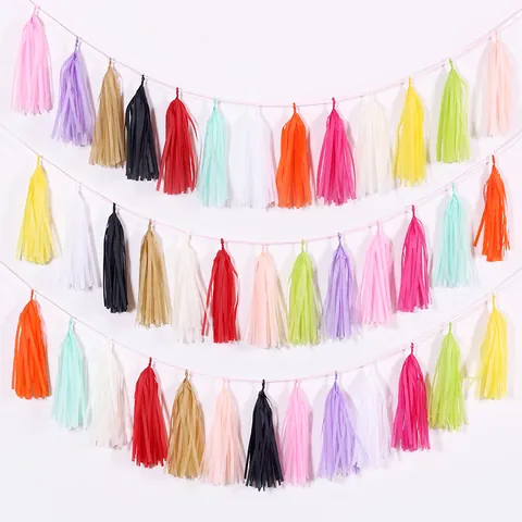 Paper Tassel Garland DIY Banner Party Decoration Birthday Wedding Backdrop Tassel Decoration Supplies For Children's Day Events