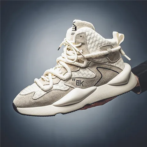 Men Microfiber Leather Daddy Shoes Breathable Patchwork Thick Sole Sneakers Fashion Outdoor Casual Sports Footwear