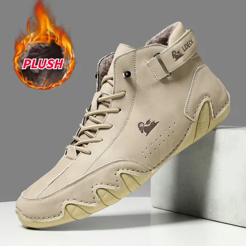 Botas Martin Altas para Hombre Cálidas con Forro de Felpa Artificial Suela de Goma Antideslizante Octopus Cuero de Microfibra Zapatos Casuales Invierno