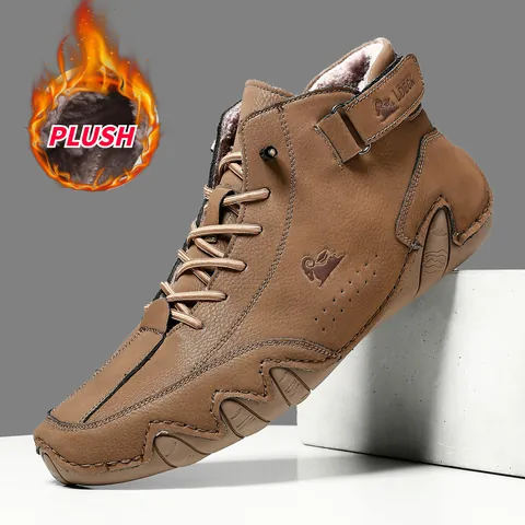 Botas Martin Altas para Hombre Cálidas con Forro de Felpa Artificial Suela de Goma Antideslizante Octopus Cuero de Microfibra Zapatos Casuales Invierno