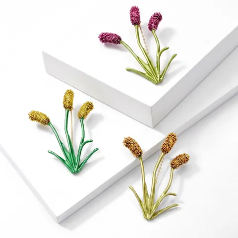 Elegante Broche de Planta de Aleación para Mujer Forma de Tifa con Strass Incrustados Alfiler para Abrigo Chaqueta Joyería