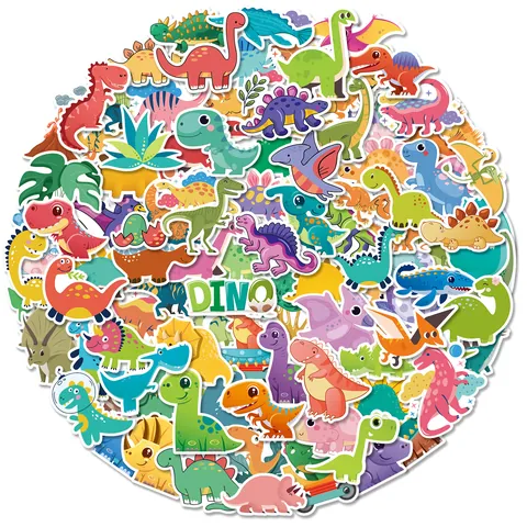 Cartoon Dinosaurus Waterdichte Vinyl Stickers Voor Kinderen Beloning Briefpapier Laptop Waterfles Bagage DIY Decoratie
