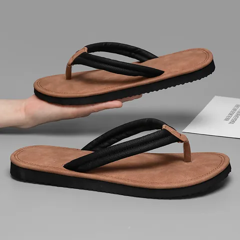 Herren Casual PU Gummi Flip Flops Sommer Outdoor Strand Sandalen Rutschfest Bequem Weiche Sohle Flip Flops Zehentrenner Herren