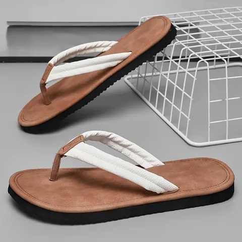 Herren Casual PU Gummi Flip Flops Sommer Outdoor Strand Sandalen Rutschfest Bequem Weiche Sohle Flip Flops Zehentrenner Herren