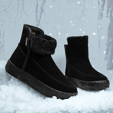 Botas Martin de Doble Faz para Hombre Mujer Al Aire Libre Antideslizante Suela Gruesa Botas de Nieve Cálidas Media Caña Zapatos de Invierno